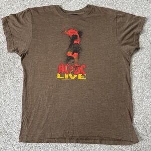 Vintage 2005 AC/DC Live Aces & Eights T-Shirt Women's XL Brown Band Tee